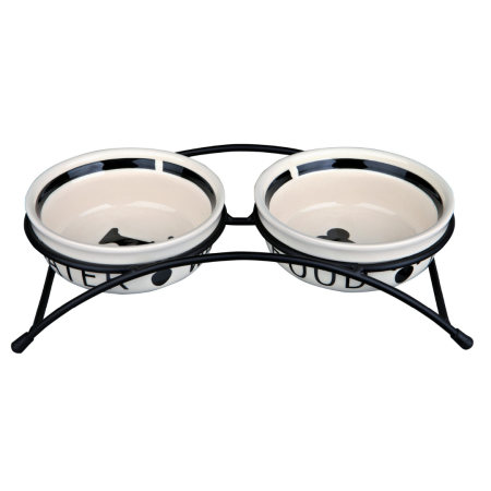Caini - Castron Ceramica Set 2 buc In Suport 2.6 l/25 cm 24643, Trixie