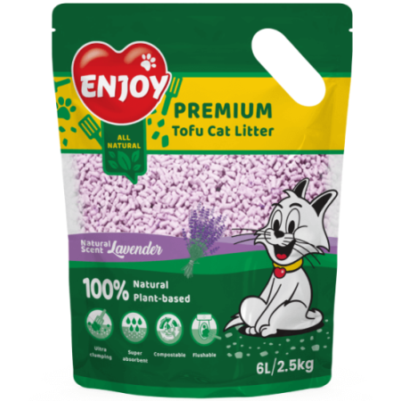 Nisip & Asternut igienic - Enjoy Asternut pentru litiera Tofu cu lavanda 6L / 2.5kg