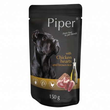 Hrana - Piper Dog Adult Inimi de pui si Orez brun Plic 150 g, DOLINA NOTECI