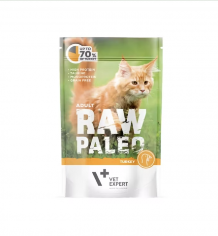 Pisici - Raw Paleo Cat Adult Curcan Plic 100 g