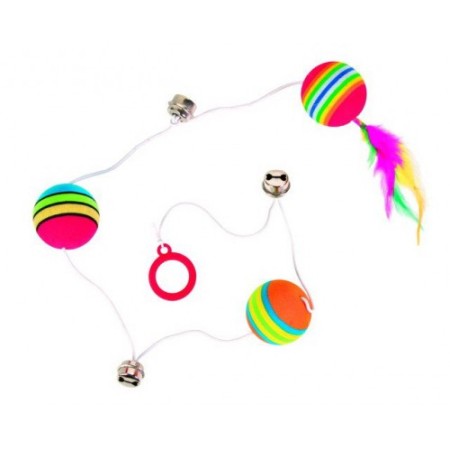 Trixie Jucărie 3 mingi Rainbow cu Clopoțel Pe Sfoară 3.5 cm 4133