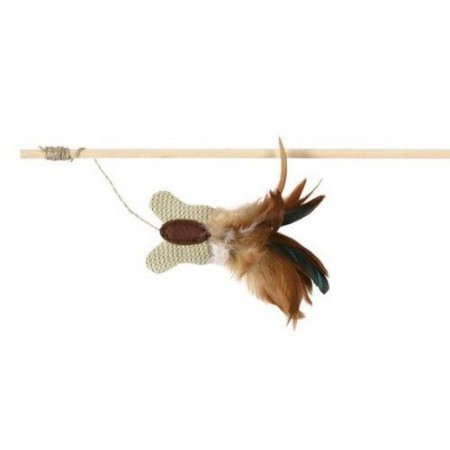 Jucarii - Trixie Jucarie Pisici Undita Din Lemn 45 cm cu Fluture 45733