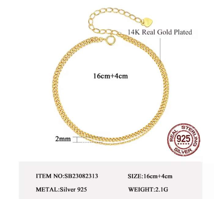 Bratara argint placat cu aur Double Chain [4]