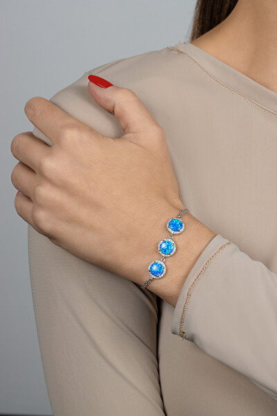 Bratara argint rodiat Opal Trio Blue [2]