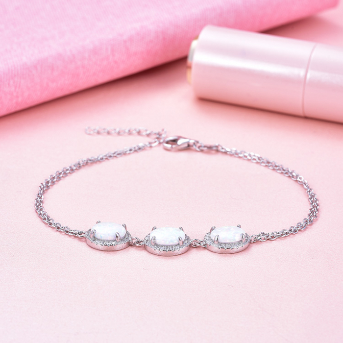 Bratara argint rodiat Opal White [5]