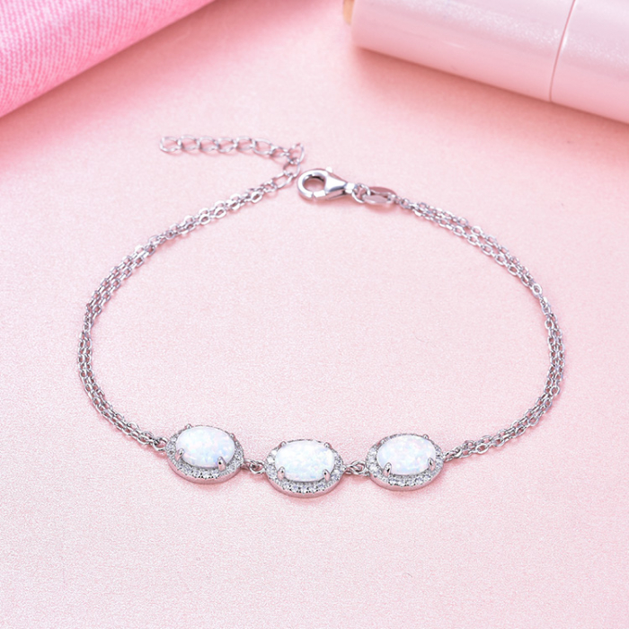 Bratara argint rodiat Opal White [4]