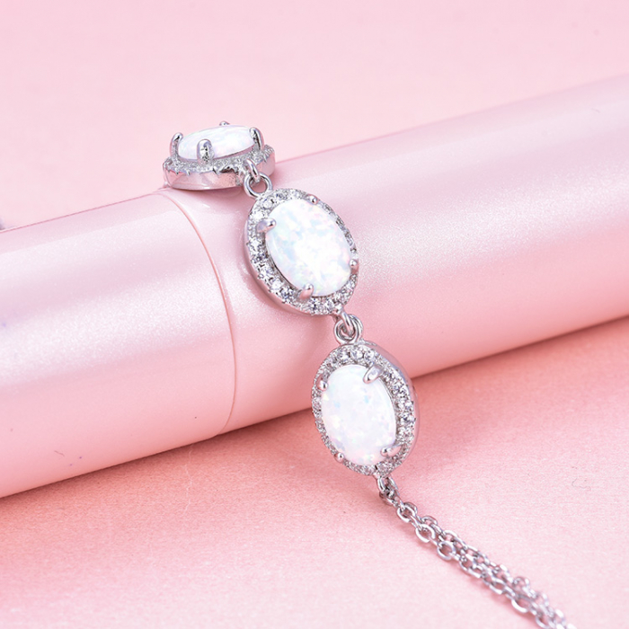 Bratara argint rodiat Opal White [3]