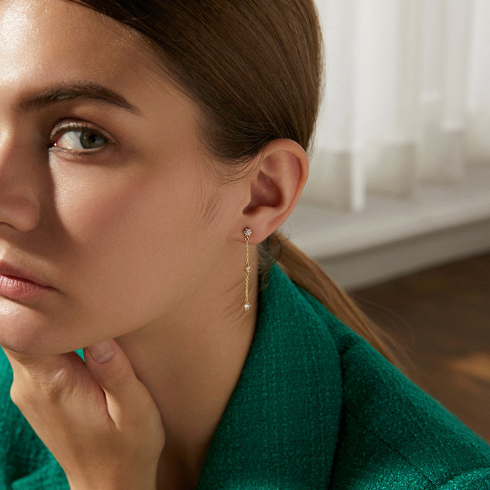 Cercei argint placat cu aur Chain [3]