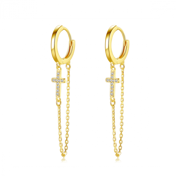 Cercei argint placat cu aur Cross Long [1]