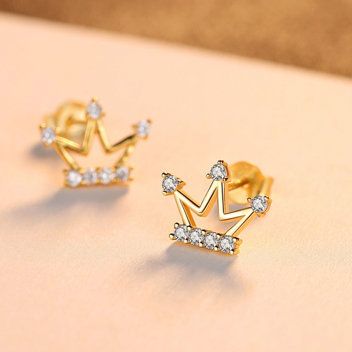 Cercei argint placat cu aur Crown [3]