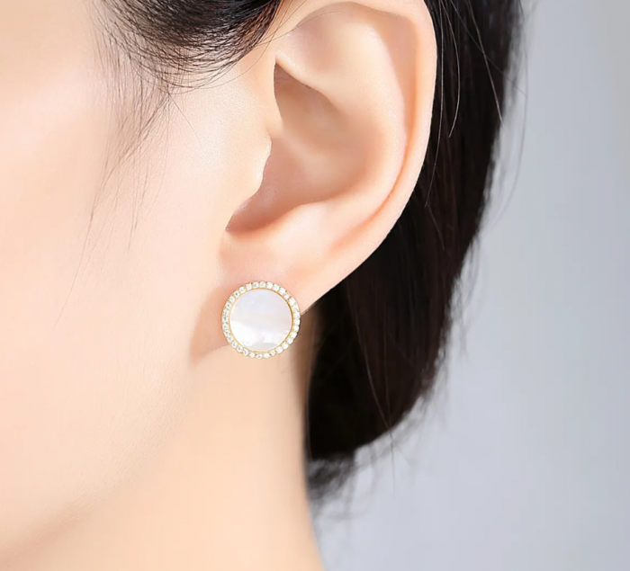 Cercei argint placat cu aur Freshwater Pearl [3]