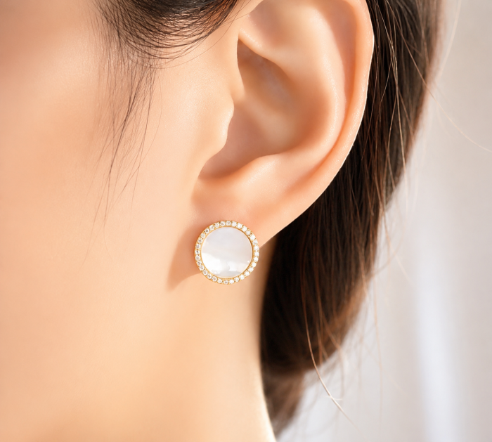 Cercei argint placat cu aur Freshwater Pearl [2]