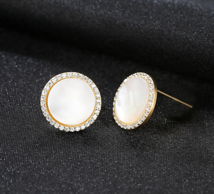 Cercei argint placat cu aur Freshwater Pearl [2]