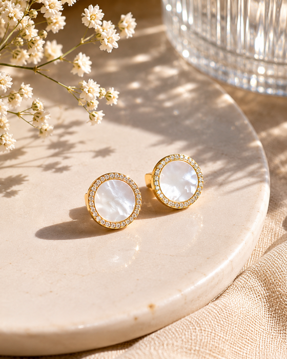 Cercei argint placat cu aur Freshwater Pearl [3]