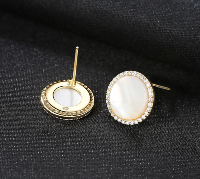 Cercei argint placat cu aur Freshwater Pearl [4]