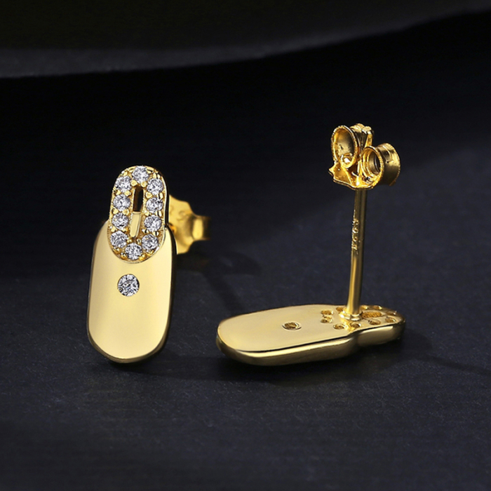 Cercei argint placat cu aur Geometric Sparkle [2]