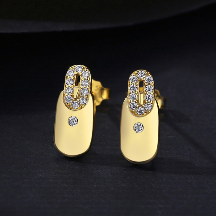 Cercei argint placat cu aur Geometric Sparkle [1]