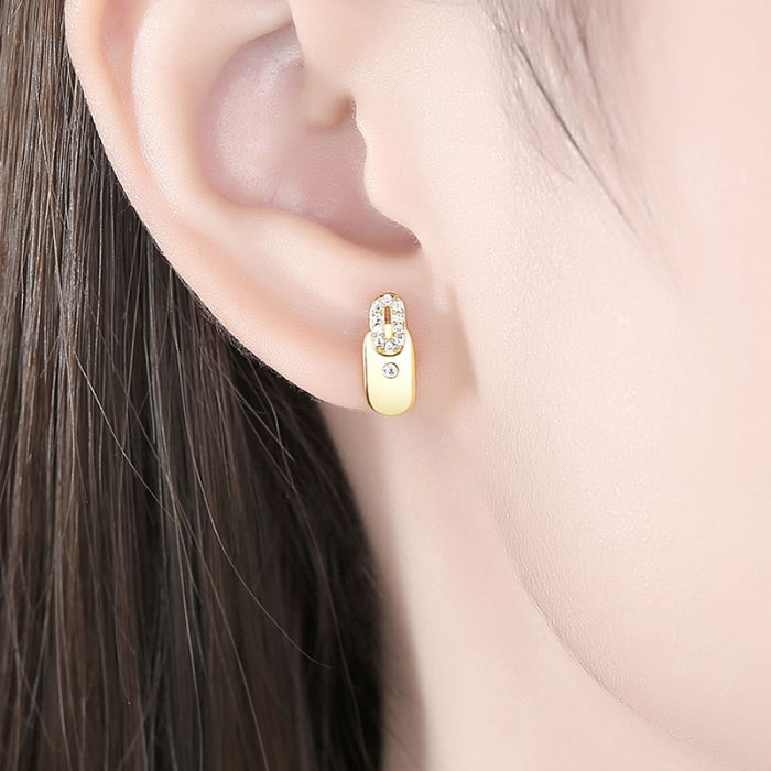 Cercei argint placat cu aur Geometric Sparkle [3]