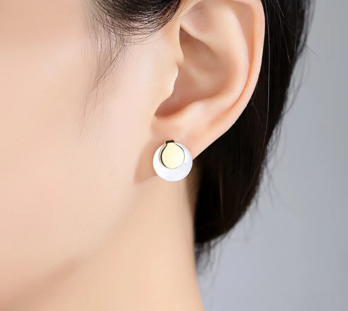 Cercei argint placat cu aur Gold and Pearl [2]