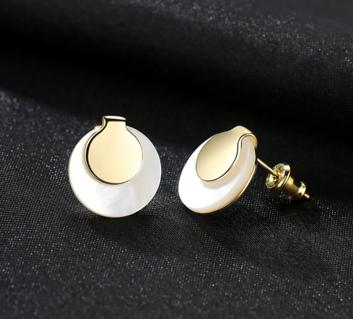 Cercei argint placat cu aur Gold and Pearl [3]
