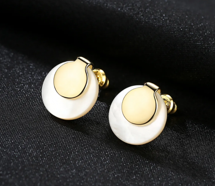Cercei argint placat cu aur Gold and Pearl [1]