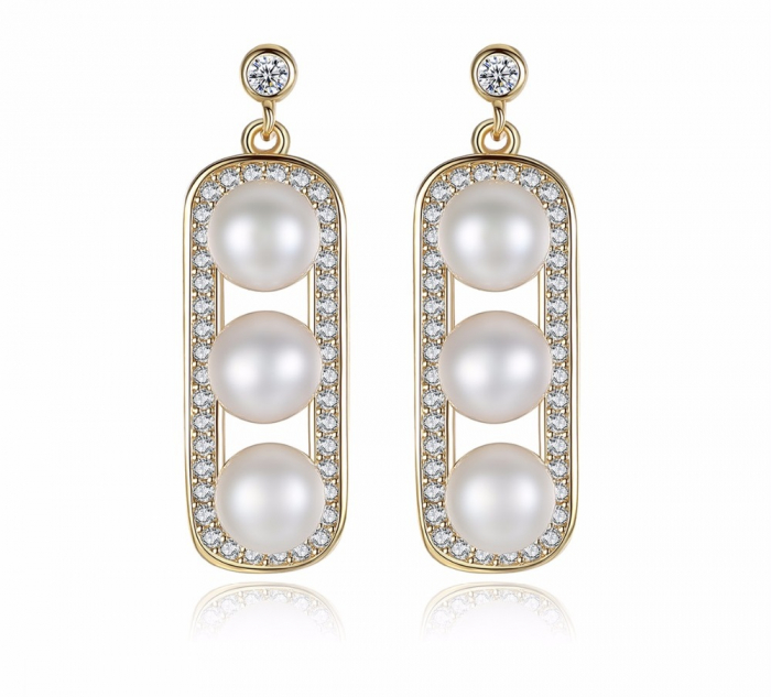 Cercei argint placat cu aur Golden Pearls [1]