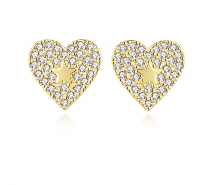 Cercei argint placat cu aur Heart and Star [1]