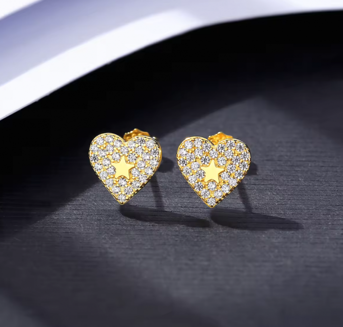 Cercei argint placat cu aur Heart and Star [4]