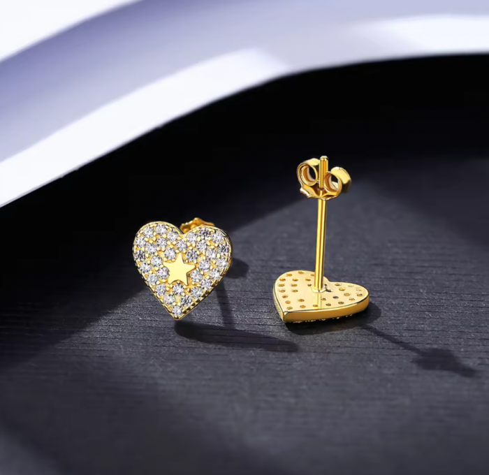 Cercei argint placat cu aur Heart and Star [3]