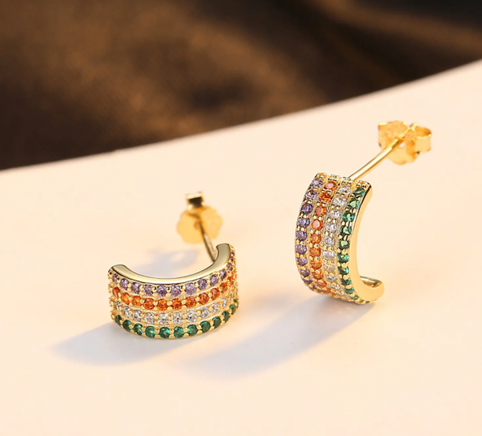 Cercei argint placat cu aur Multicolor [5]