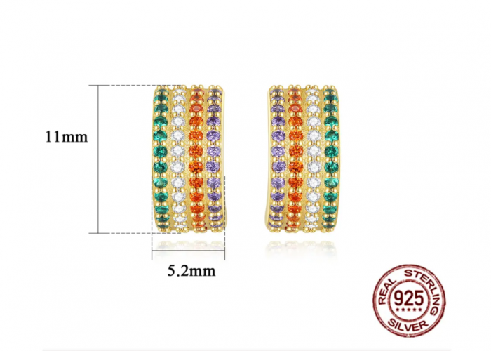 Cercei argint placat cu aur Multicolor [3]