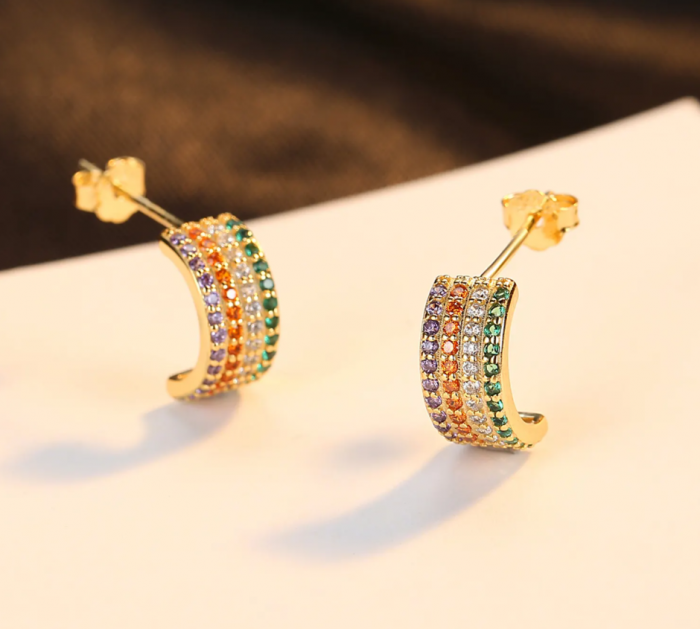 Cercei argint placat cu aur Multicolor [4]