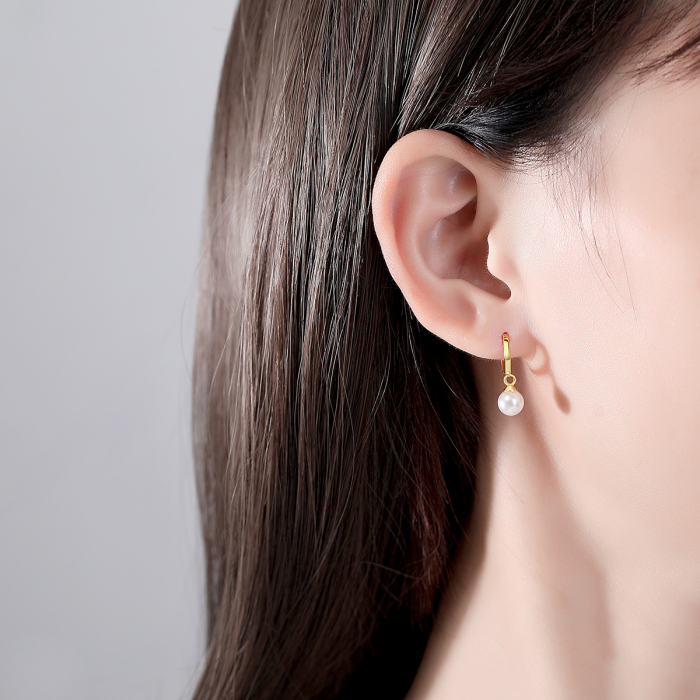 Cercei argint placat cu aur Pearl [2]