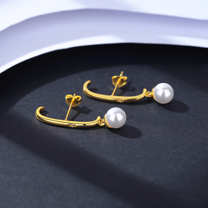 Cercei argint placat cu aur Pearl Drop [3]