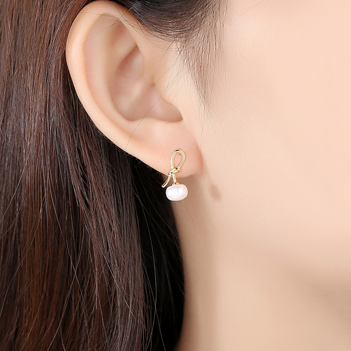 Cercei argint placat cu aur Pearl Knot [2]