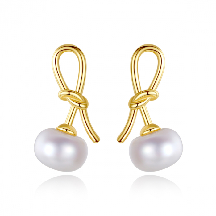 Cercei argint placat cu aur Pearl Knot [4]
