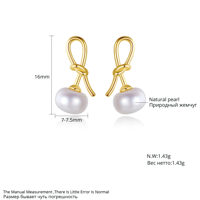Cercei argint placat cu aur Pearl Knot [3]