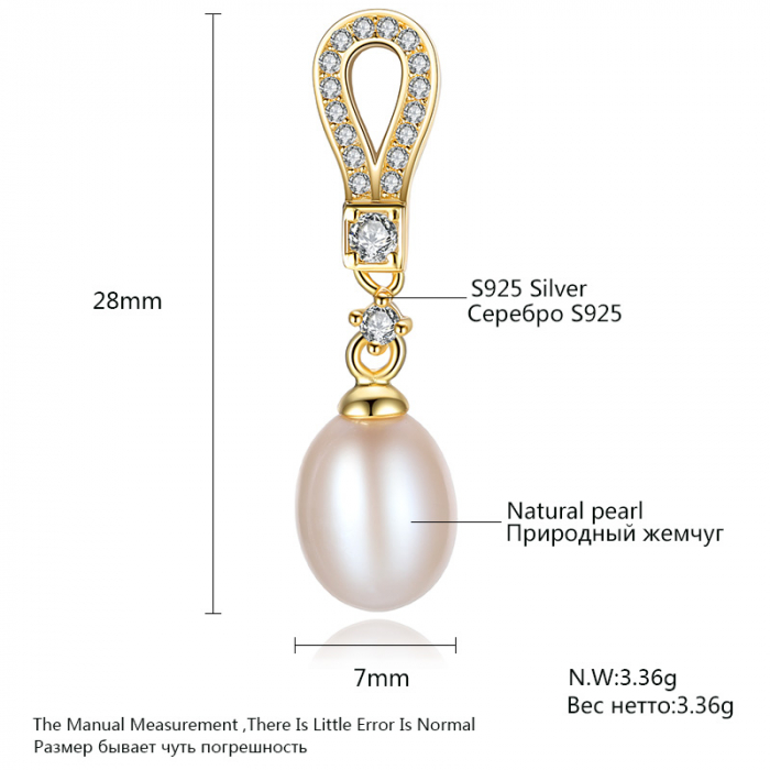 Cercei argint  placat cu aur Pearls and Zirconia [3]