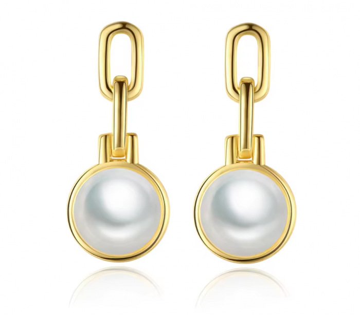 Cercei argint placat cu aur Pearls Gold [1]