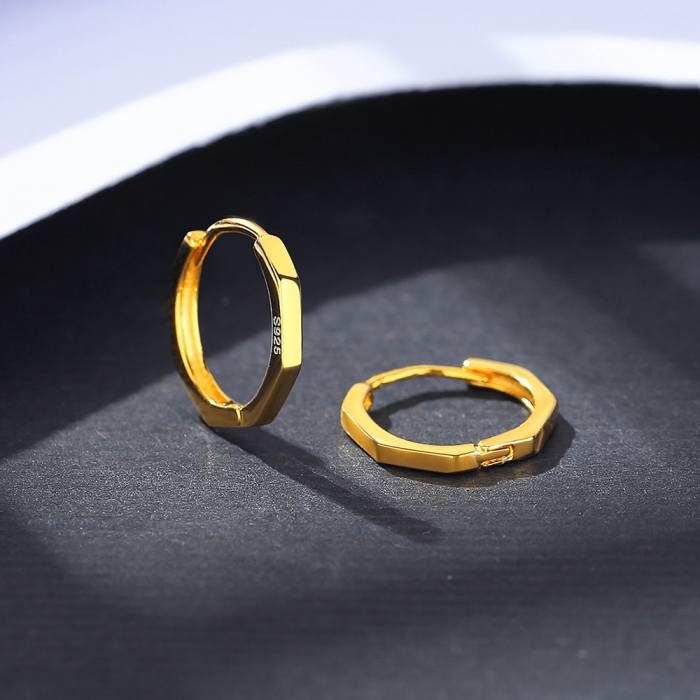 Cercei argint placat cu aur Round [3]