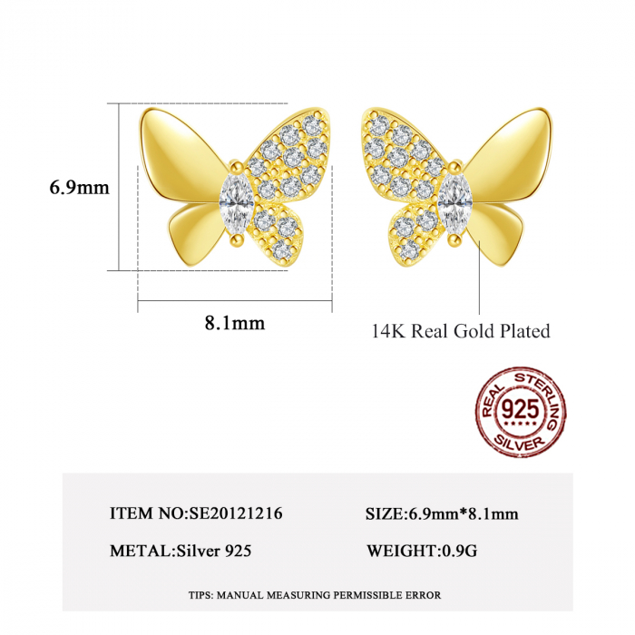 Cercei argint placat cu aur Simply Butterfly [2]