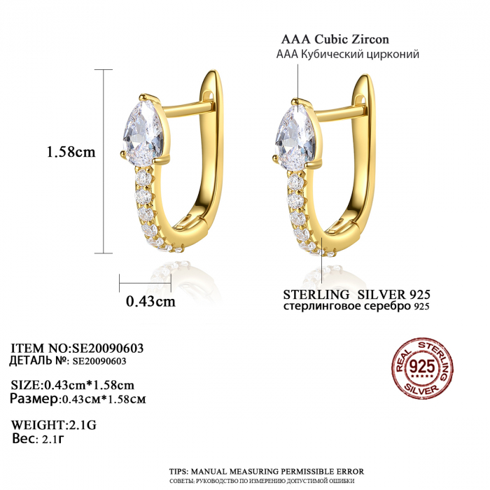 Cercei argint placat cu aur U-shape [4]