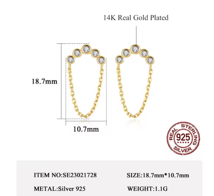 Cercei argint placat cu aur Zirconia Shine [2]