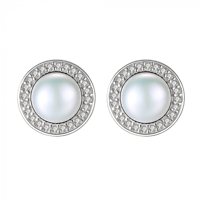 Cercei argint rodiat Pearls and Zirconia [1]