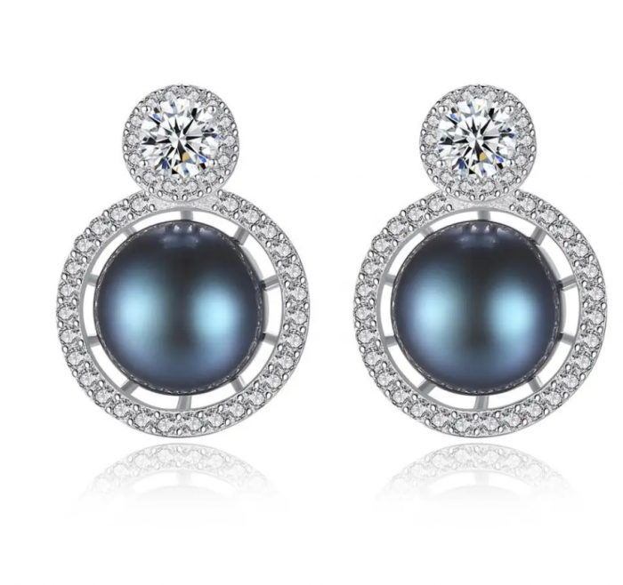 Cercei argint rodiat Blue Pearl [1]