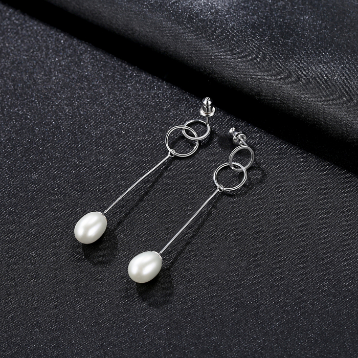 Cercei argint rodiat Circles Pearl [1]