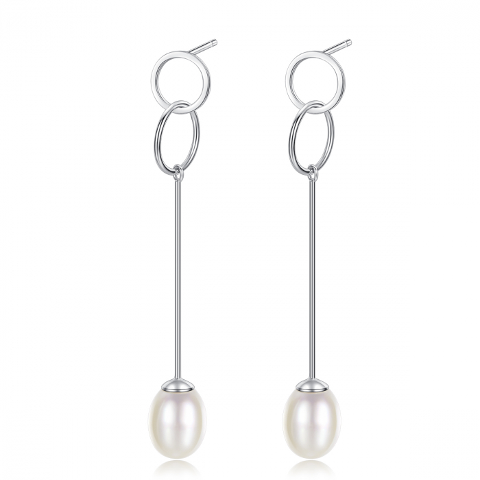 Cercei argint rodiat Circles Pearl [4]
