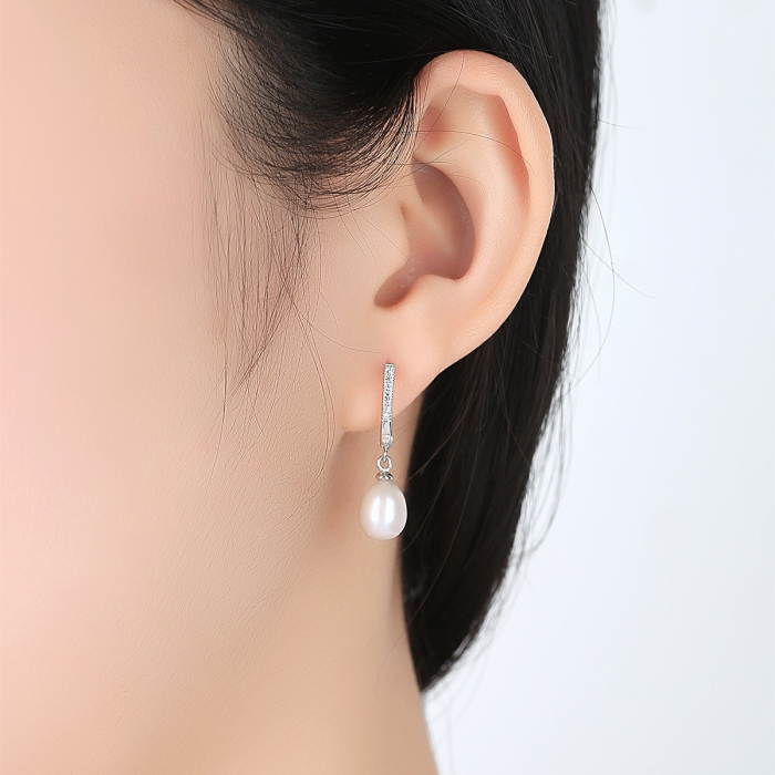 Cercei argint rodiat Classic Pearl [2]