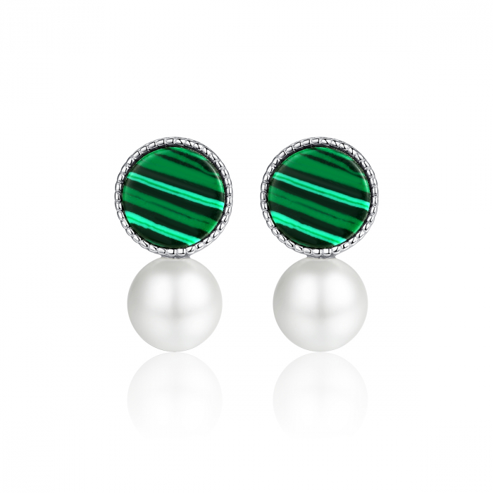 Cercei argint rodiat Green Pearl [1]