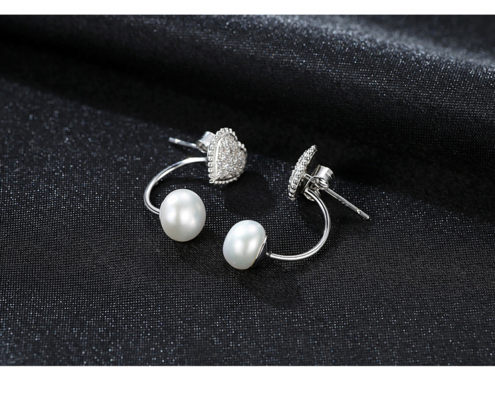 Cercei argint rodiat Heart Pearl [3]